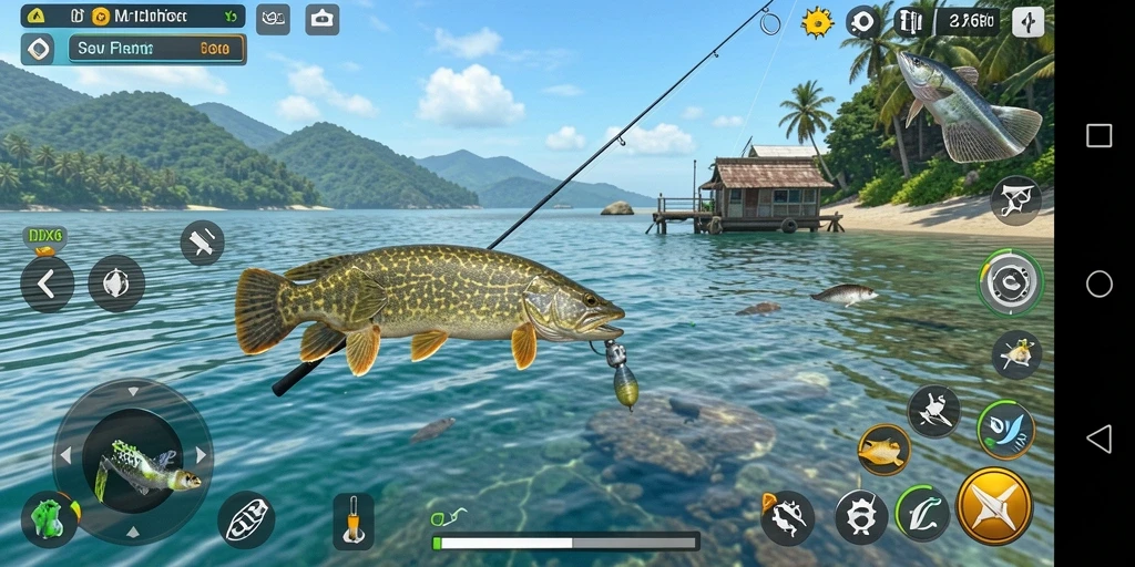 Screenshot gameplay IDX66 saat menangkap ikan besar.
