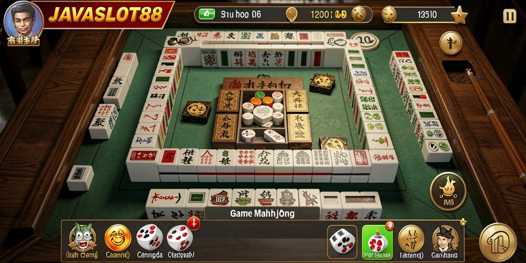 Tampilan permainan Mahjong yang menarik dan interaktif.