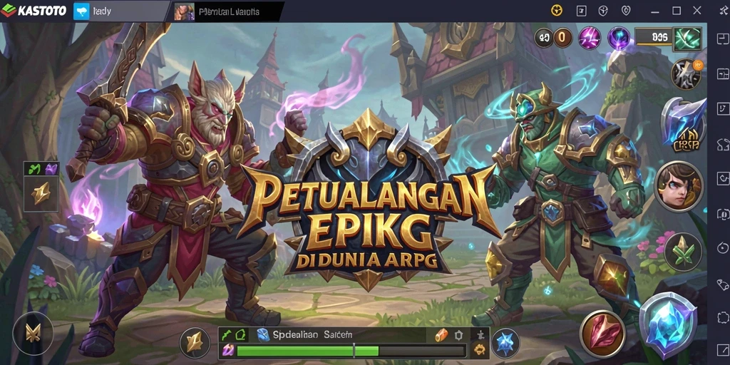Tangkapan layar KASTOTO menampilkan pertempuran seru di dunia fantasi.