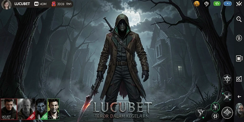 Screenshot gameplay LUCUBET menampilkan suasana horor yang mengerikan.