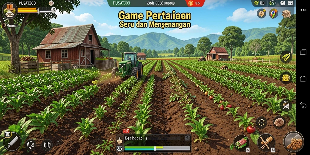 Tampilan gameplay seru dalam PUSAT303 dengan latar pertanian yang indah.