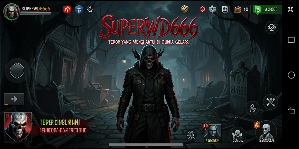 Tampilan gameplay <strong>SUPERWD666</strong> yang menakutkan dengan suasana Horror mencekam.