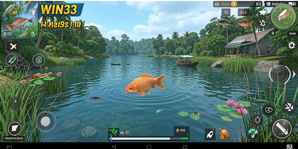 Tampilan gameplay WIN33 yang menarik saat memancing.