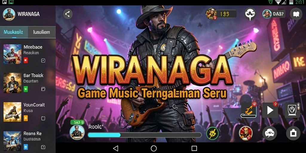 Tampilan menarik dari gameplay musik di WIRANAGA.
