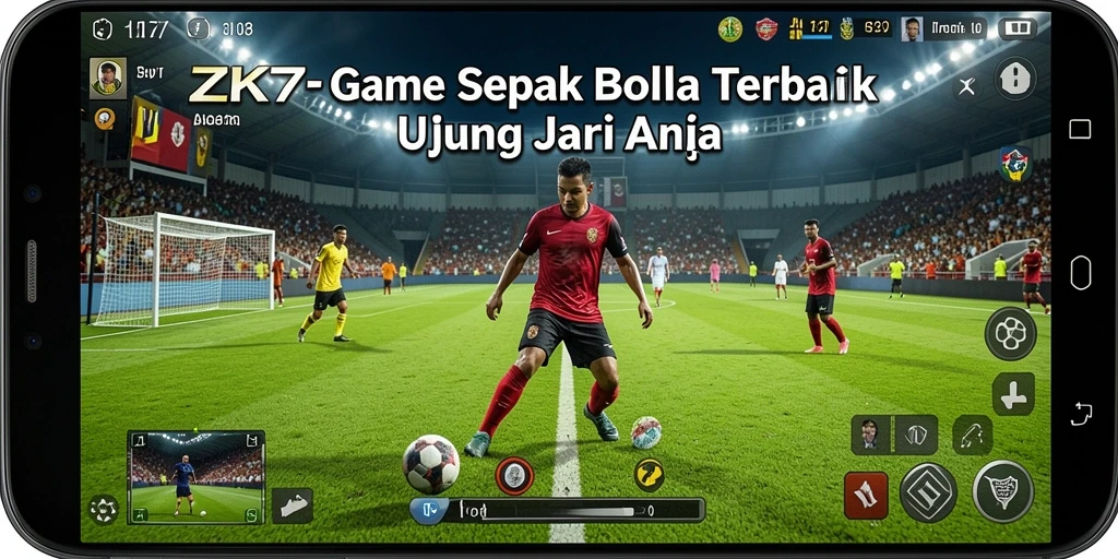 Gameplay ZK7 yang dinamis dan menyenangkan dalam pertandingan sepak bola.